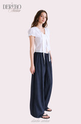 Pure strap short-sleeved blouse