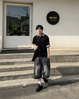 Dera Side Snap Bermuda Denim Pants