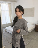 HUDストライプドットカーディガン