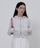 KIRSH PLAIN SLIM FIT CROP HOODIE ZIP UP [MELANGE GRAY]