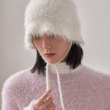 VAZAR Hairy Cloche Hat / White