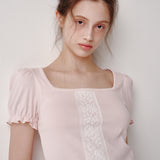 レースパフTシャツ(Pink)