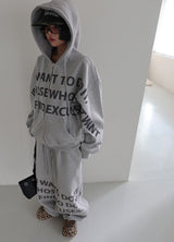 [UNISEX] ワンツーレタリングオーバーサイズフィットフーディドジップアップジャケット