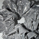 Double frill silver scrunchie