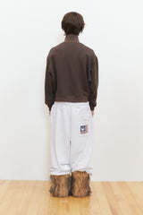 Finger Logo Applique Crop Zip-Up (Brown)