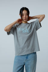 EEERRR Distorted logo over-crop fit T-shirt (Melange)