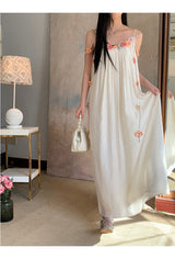 Mobile flower sleeveless long dress