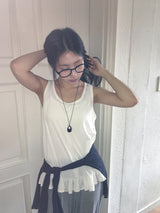 [BAONHAUS] Hironen Button Frill Layered Sleeveless