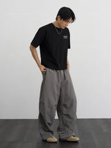 Lettering heavy crop half-sleeves 3color