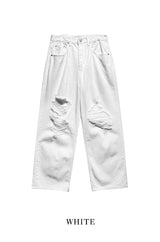 White Vintage Damaged Pants