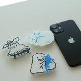 スマホグリップ グッドナイトホワイトドッグ