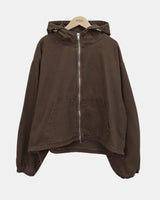 Peon Pigment-Washed Two-Way Crop Hoodie Zip-Up