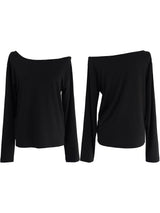 pin off-shoulder long sleeve T (2color)