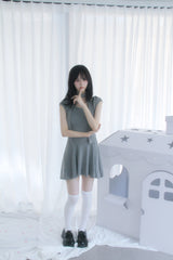 パフスカーフセットフレアドレス 2色