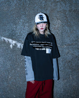 BBD 隠しスローガン ピグメント Tシャツ (チャコール)