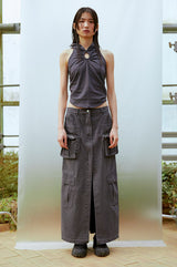Cargo Long Skirt (CHACOAL)
