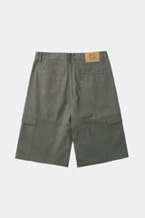 パネルドカーゴポケットヘリンボーンツイルショーツ (Washed Khaki)