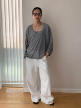 Two-wear loose long-sleeved off-shoulder T-shirt