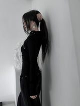 high neck zipper polar T (2color)