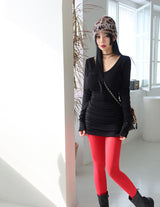 Pleasantly Thick Napping Shirring Mini Dress