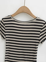 Striped Button V-Neck Tee 232016480