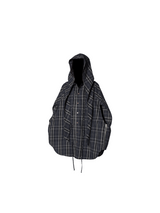 RELABEL Spatial Relations (Hollow Ring Cavity) Colour-Woven チェック柄デュアルフォームルーズミドル丈シャツスタイルカバーオール