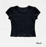 Daisy Flower Lace Delicate Short Sleeve T-shirt