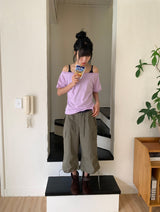 Elise Nylon Wide Capri Bermuda Pants