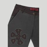TWO-TONE FLOWER STRAIGHT JEAN