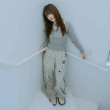 lace letter tee (gray)