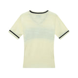 DVRK PRIVÉ BAR LOGO V-NECK KNITTED T-SHIRT - CREAM