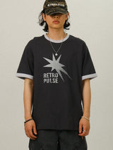 HE リンガー スター プリント 1/2 T