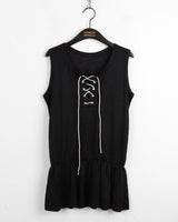 Kitten eyelet strap frill layered sleeveless