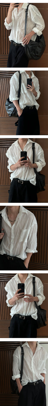 [Unisex] リンクルオーバーフィットシャツ(2color)