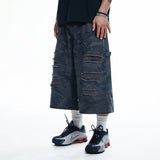 Destroyed Camo Carpenter Bermuda Pants - CHARCOAL