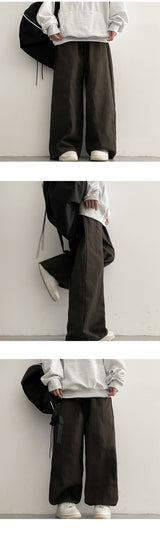 RUTH Hem String Banded Waist Cotton Wide Pants