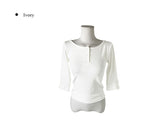 26SS★ [MADE] Oeun Round Button Three Quarter Sleeve T-Shirt