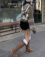 Deer knit zip up