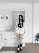Bow Silky Overfit Leopard Patch Rugby Long Sleeve T-Shirt (2 Colors)