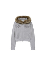 crop hair zip up (grey)