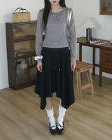 [MADE] Dili Unbalanced A-Line Layered Midi Skirt