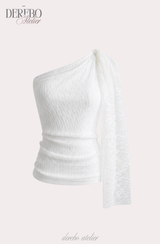 White Jane Scarf Unbalanced Blouse