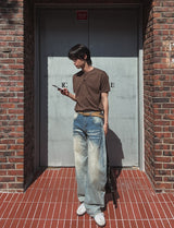 Exing Fading Washing Denim Pants