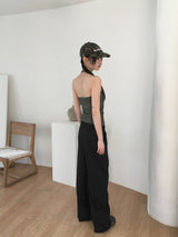Weba Nylon Pintuck Banding Long Wide Pants