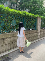 Arche Check Frill Short Sleeve Blouse
