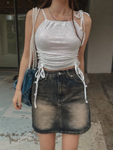 [U-DENIM/Special Product] ケイトウォッシングデニムミニスカート