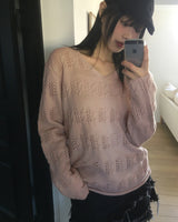 [MADE] Vart V-neck Twisted Net Punching Knitwear