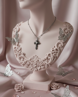 [NMIXX Haewon Necklace] ノクターンゴシッククロスカラーボーンネックレス (ステンレス)
