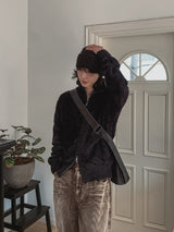 Neville two-way angora knit zip-up