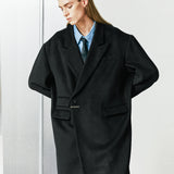 wool blended maximal double coat black